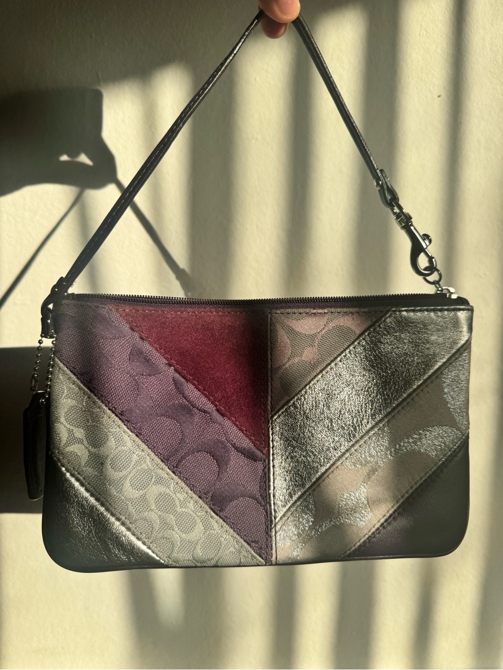 Vintage Y2K Coach Chevron Patchwork Small shoulder bag / Large wristlet